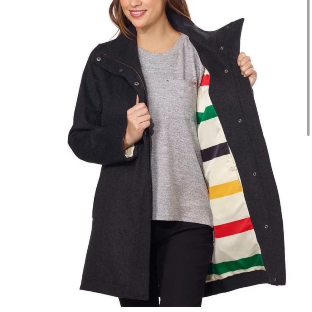 NWOT Pendleton Water Resistant Cascade Wool Campbell Coat Jacket Charcoal S